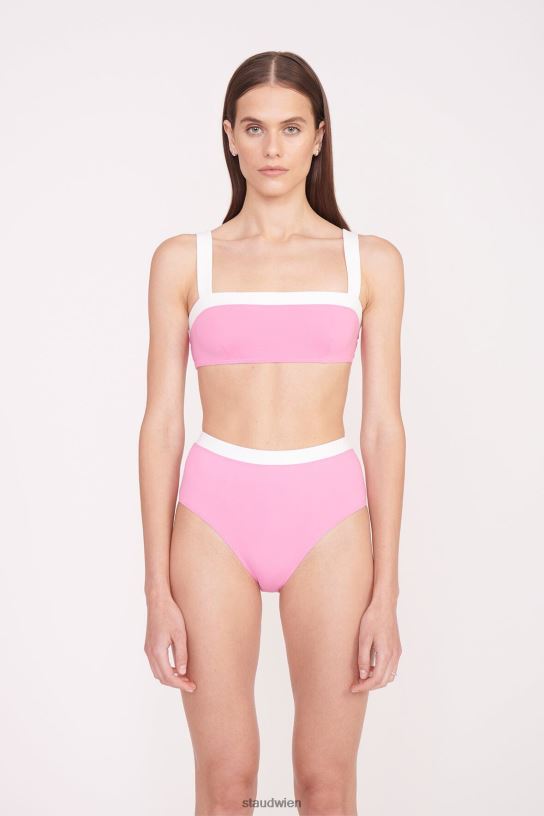 Frauen Devon-Bikinihose mit hohem Bund korallenrosa weiß 466Z693 STAUD Kleidung