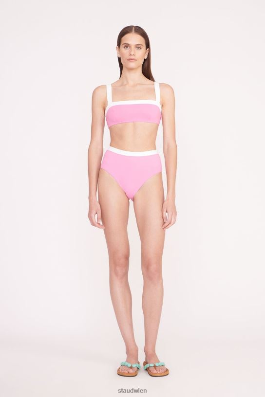 Frauen Devon-Bikinihose mit hohem Bund korallenrosa weiß 466Z693 STAUD Kleidung