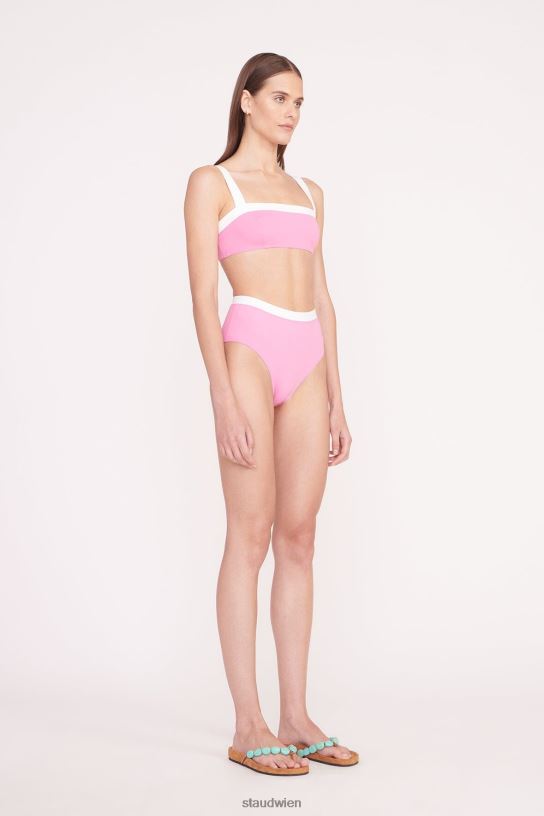 Frauen Devon-Bikinihose mit hohem Bund korallenrosa weiß 466Z693 STAUD Kleidung