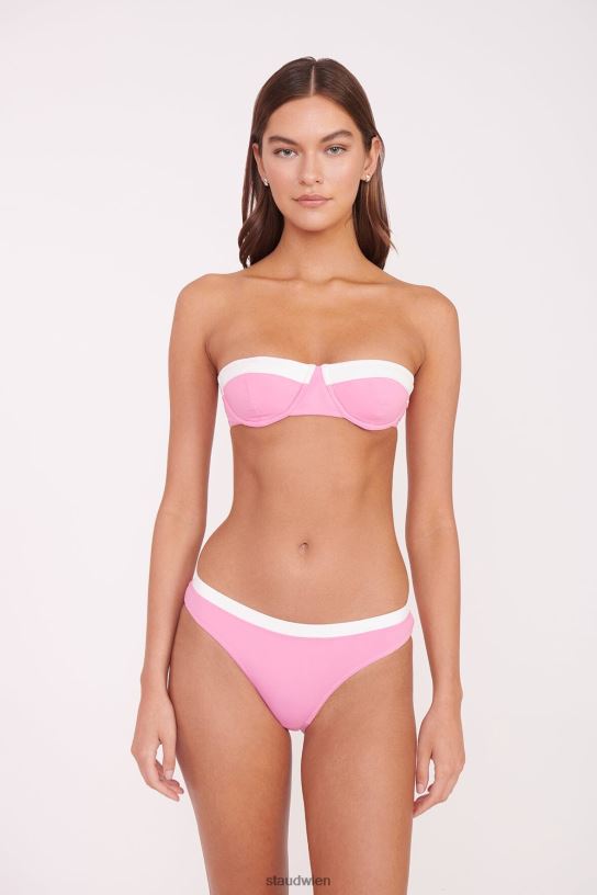 Frauen Jo Balconette-Bikinioberteil korallenrosa weiß 466Z646 STAUD Kleidung