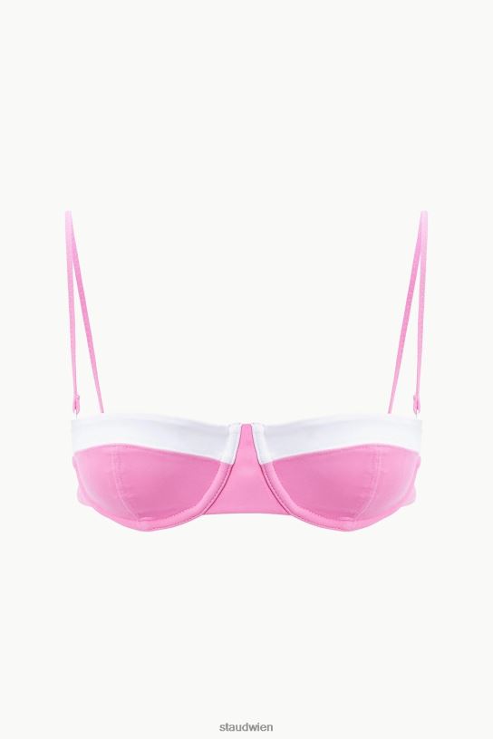 Frauen Jo Balconette-Bikinioberteil korallenrosa weiß 466Z646 STAUD Kleidung