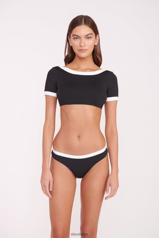 Frauen Lily Kurzarm-Bikinioberteil Schwarz-Weiss 466Z749 STAUD Kleidung