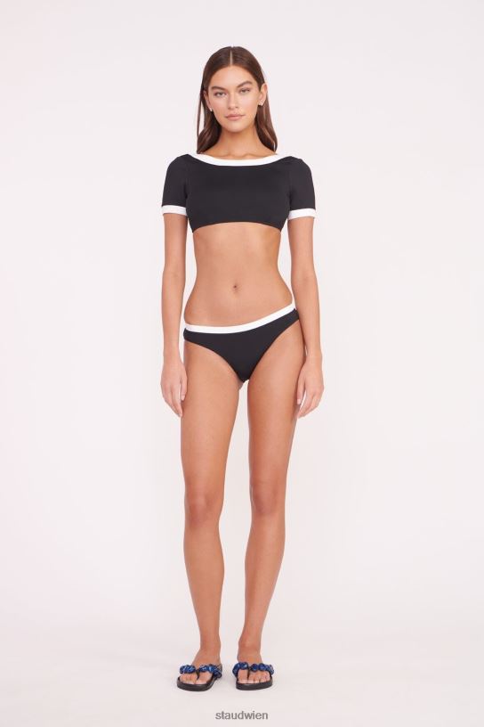 Frauen Lily Kurzarm-Bikinioberteil Schwarz-Weiss 466Z749 STAUD Kleidung