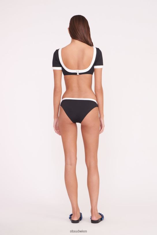 Frauen Lily Kurzarm-Bikinioberteil Schwarz-Weiss 466Z749 STAUD Kleidung