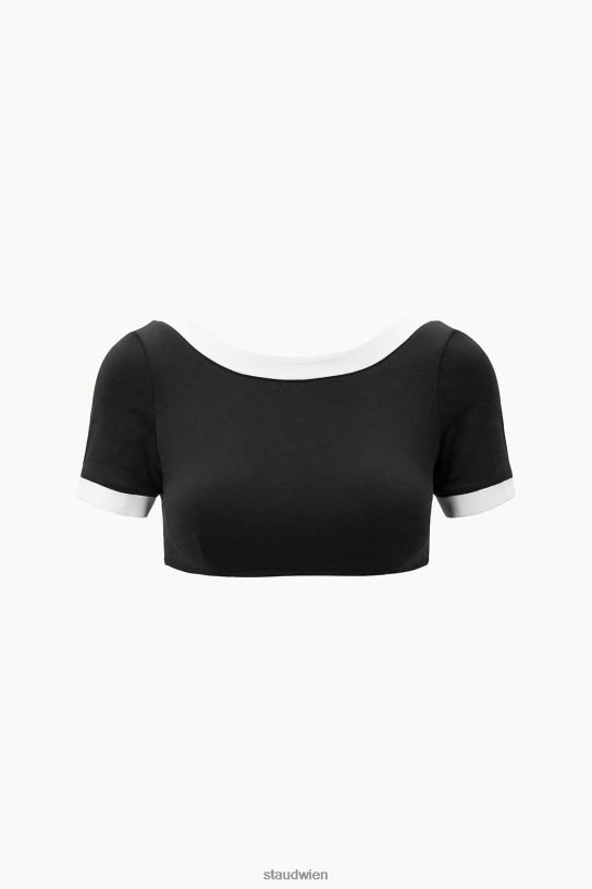 Frauen Lily Kurzarm-Bikinioberteil Schwarz-Weiss 466Z749 STAUD Kleidung