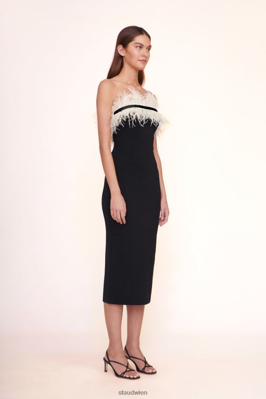 Frauen Nellie-Kleid schwarzes Elfenbein 466Z1055 STAUD Braut-