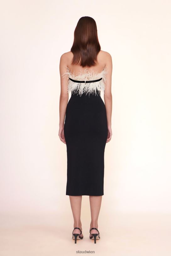 Frauen Nellie-Kleid schwarzes Elfenbein 466Z1055 STAUD Braut-