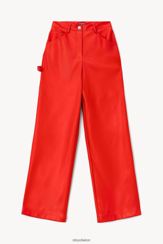 Frauen Domino-Hose kirschfarbenes veganes Leder 466Z556 STAUD Kleidung