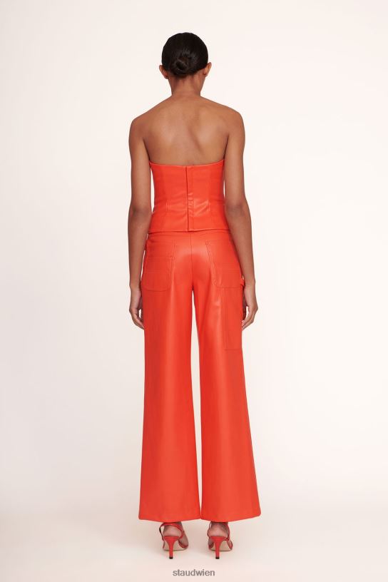 Frauen Domino-Hose kirschfarbenes veganes Leder 466Z556 STAUD Kleidung