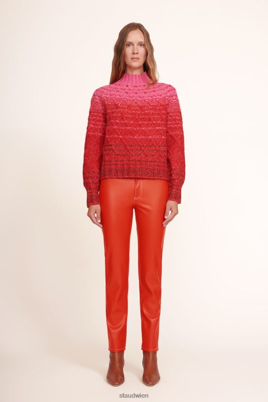 Frauen Elliot-Hose kirschfarbenes veganes Leder 466Z558 STAUD Kleidung