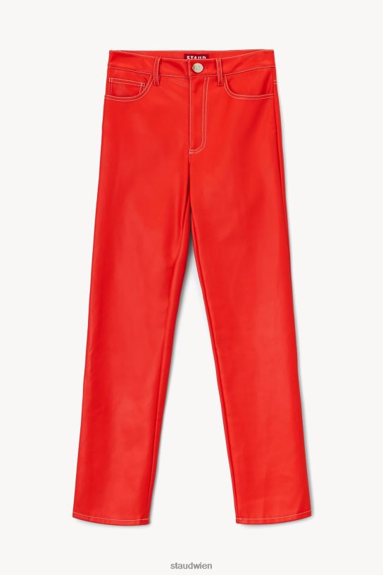 Frauen Elliot-Hose kirschfarbenes veganes Leder 466Z558 STAUD Kleidung