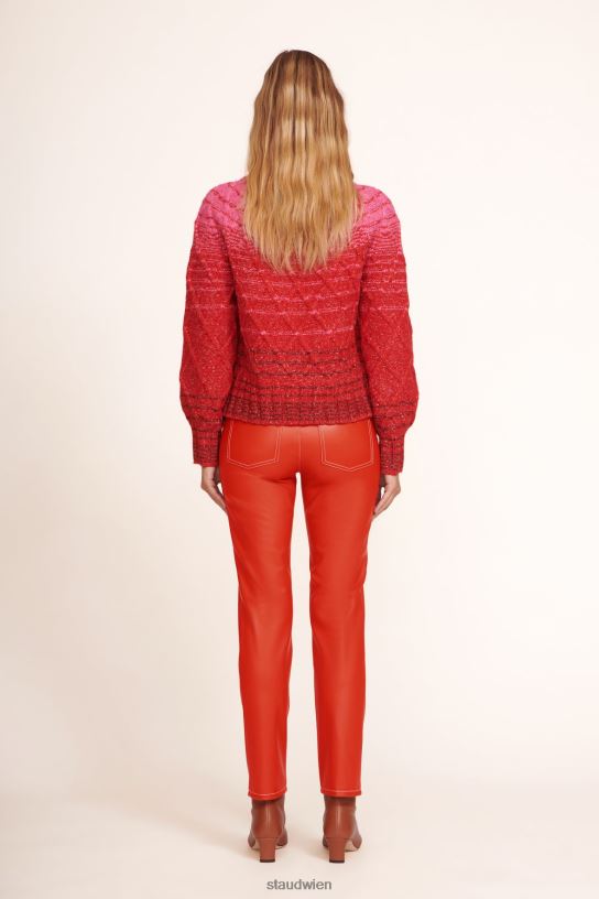 Frauen Elliot-Hose kirschfarbenes veganes Leder 466Z558 STAUD Kleidung