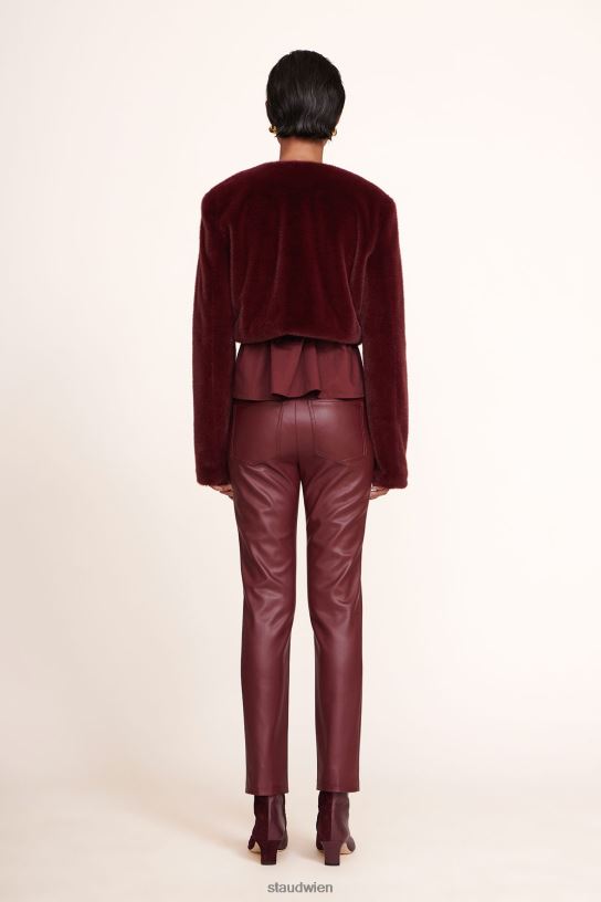 Frauen Elliot-Hose pflaumenfarbenes veganes Leder 466Z559 STAUD Kleidung