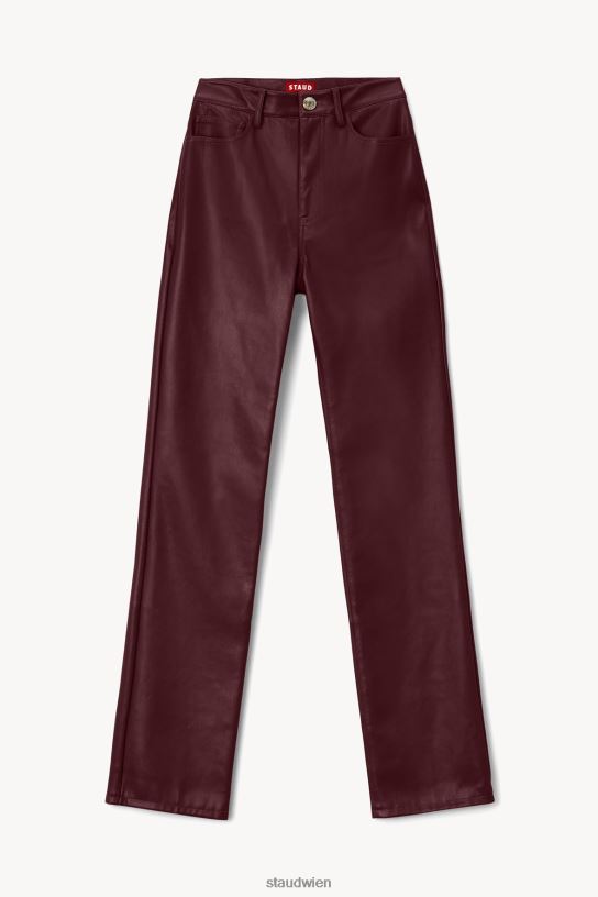 Frauen Meißelhose pflaumenfarbenes veganes Leder 466Z548 STAUD Kleidung