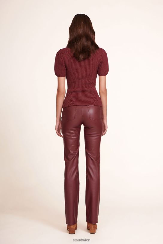 Frauen Meißelhose pflaumenfarbenes veganes Leder 466Z548 STAUD Kleidung