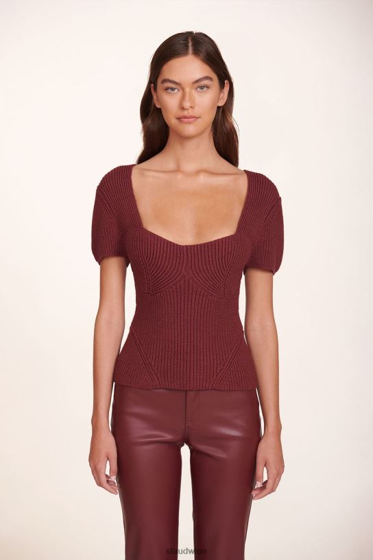 Frauen Meißelhose pflaumenfarbenes veganes Leder 466Z548 STAUD Kleidung