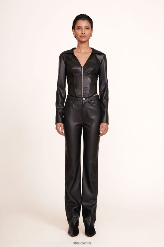 Frauen Meißelhose schwarzes veganes Leder 466Z547 STAUD Kleidung
