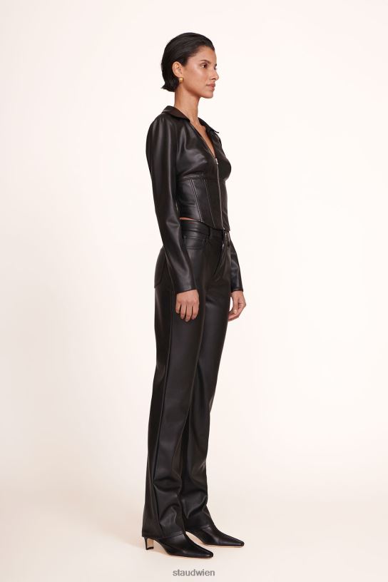 Frauen Meißelhose schwarzes veganes Leder 466Z547 STAUD Kleidung