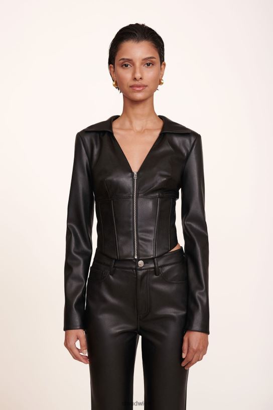 Frauen Meißelhose schwarzes veganes Leder 466Z547 STAUD Kleidung