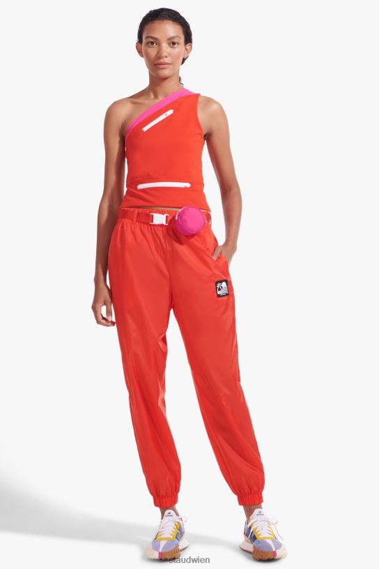 Frauen Nylon-Trainingshose mit Gürtel feuriges Rot 466Z562 NB X STAUD Kleidung