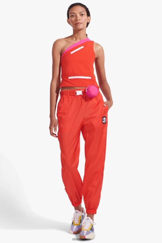 Frauen Nylon-Trainingshose mit Gürtel feuriges Rot 466Z562 NB X STAUD Kleidung