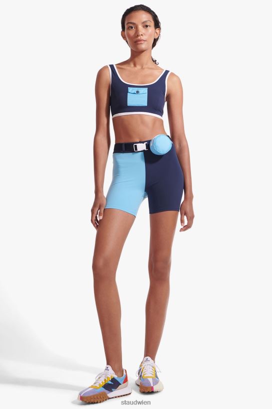 Frauen Schlanke Shorts mit Gürtel Marine 466Z569 NB X STAUD Kleidung