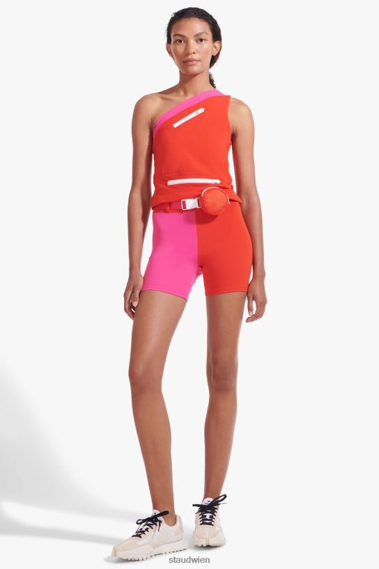 Frauen Schlanke Shorts mit Gürtel feuriges Rot 466Z568 NB X STAUD Kleidung