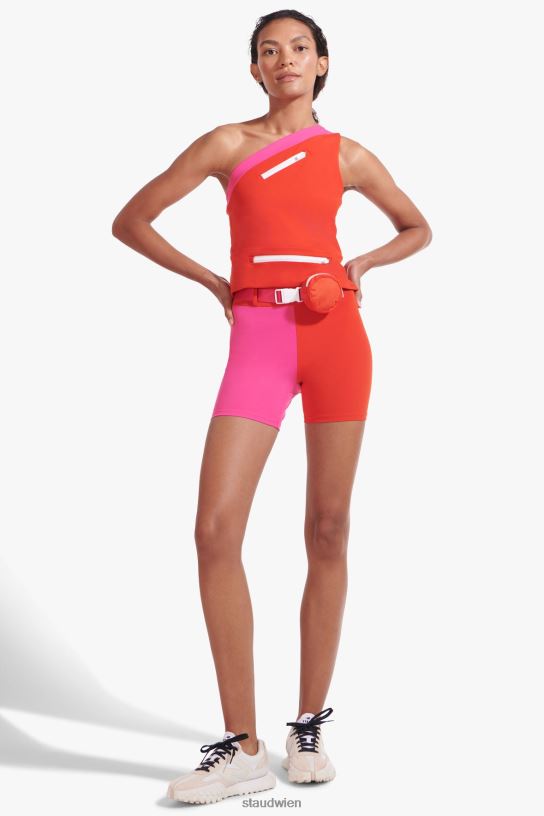 Frauen Schlanke Shorts mit Gürtel feuriges Rot 466Z568 NB X STAUD Kleidung