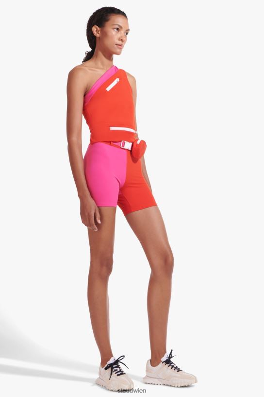 Frauen Schlanke Shorts mit Gürtel feuriges Rot 466Z568 NB X STAUD Kleidung