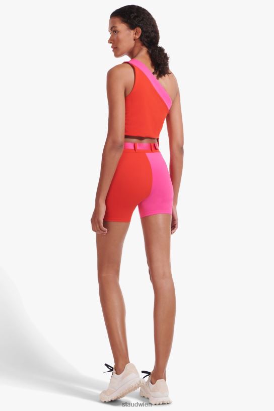 Frauen Schlanke Shorts mit Gürtel feuriges Rot 466Z568 NB X STAUD Kleidung
