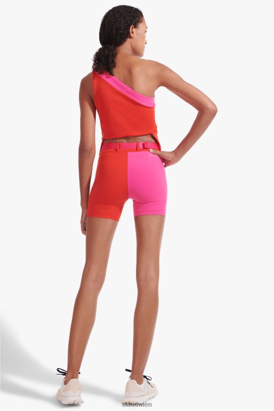 Frauen Schlanke Shorts mit Gürtel feuriges Rot 466Z568 NB X STAUD Kleidung