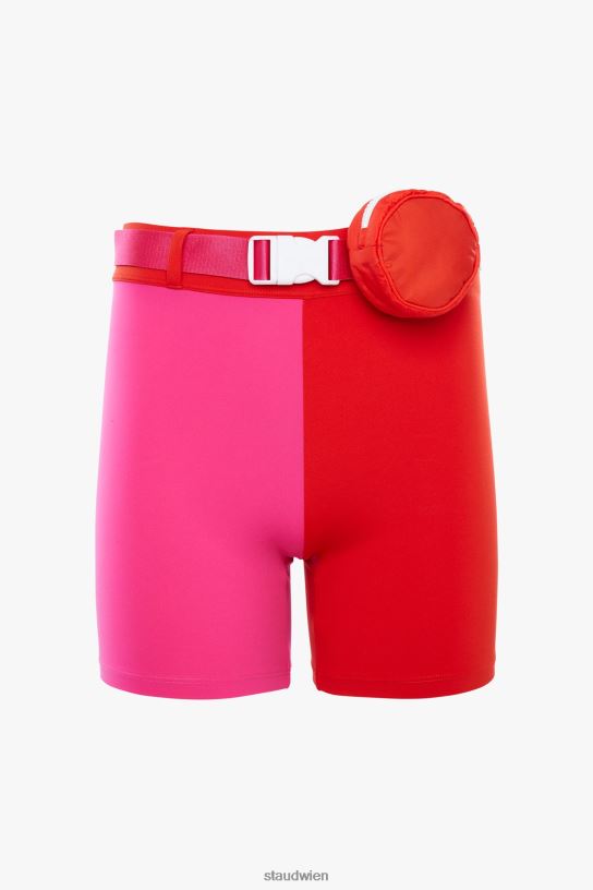 Frauen Schlanke Shorts mit Gürtel feuriges Rot 466Z568 NB X STAUD Kleidung