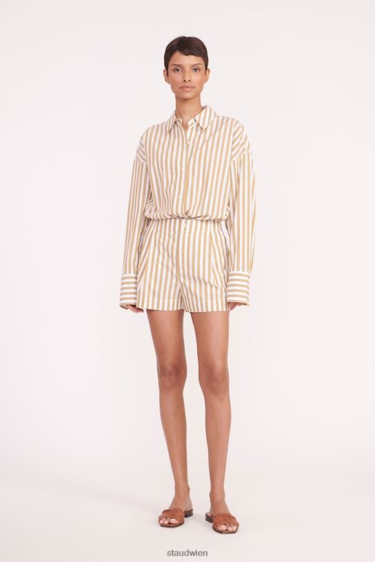 Frauen Zoey kurz Khaki-Streifen 466Z513 STAUD Kleidung