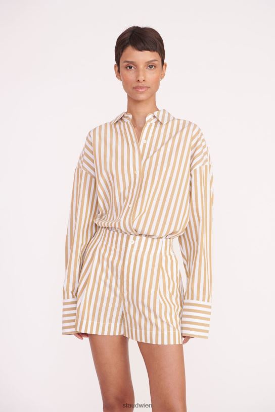 Frauen Zoey kurz Khaki-Streifen 466Z513 STAUD Kleidung
