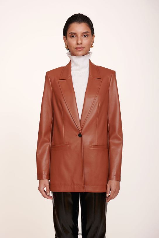 Frauen verrückter Blazer Whiskey-veganes Leder 466Z624 STAUD Kleidung