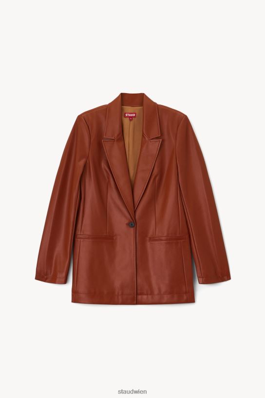 Frauen verrückter Blazer Whiskey-veganes Leder 466Z624 STAUD Kleidung