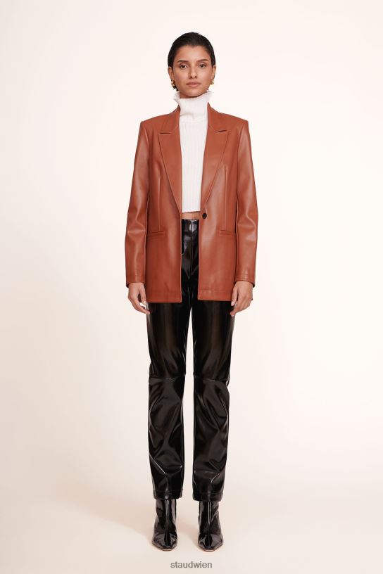 Frauen verrückter Blazer Whiskey-veganes Leder 466Z624 STAUD Kleidung