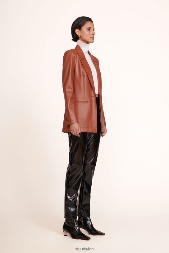 Frauen verrückter Blazer Whiskey-veganes Leder 466Z624 STAUD Kleidung