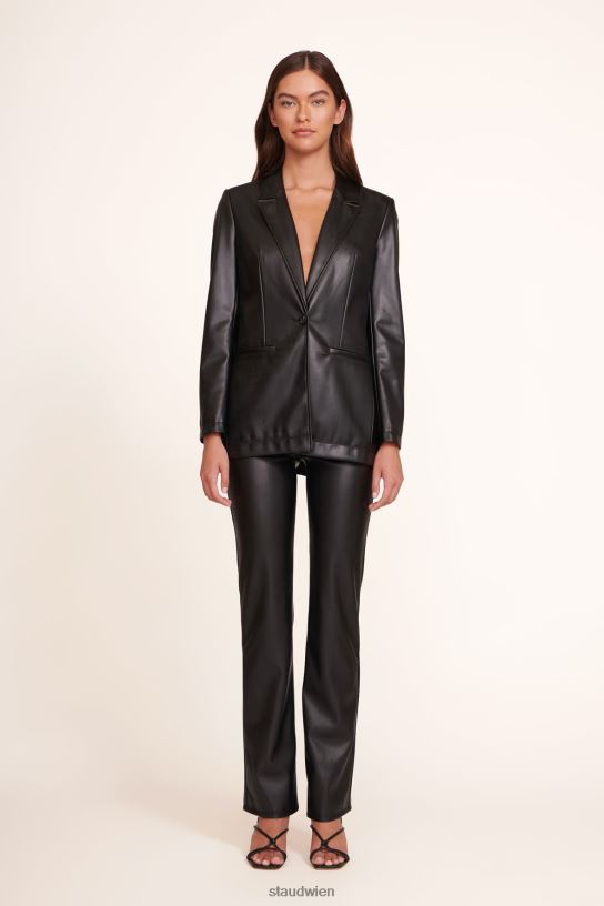 Frauen verrückter Blazer schwarzes veganes Leder 466Z623 STAUD Kleidung