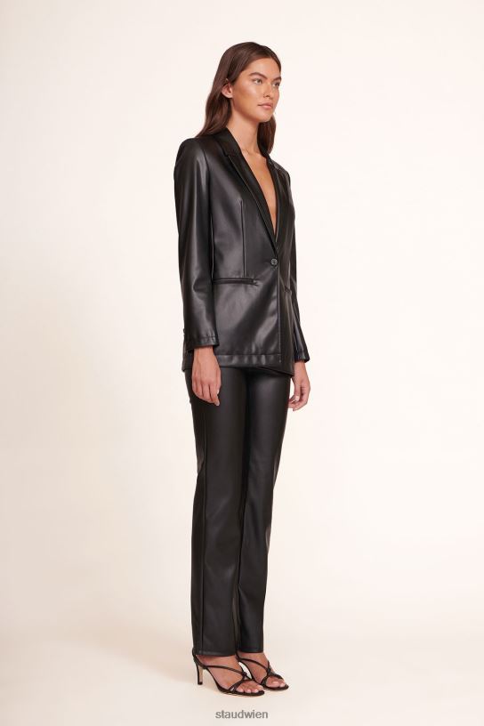 Frauen verrückter Blazer schwarzes veganes Leder 466Z623 STAUD Kleidung