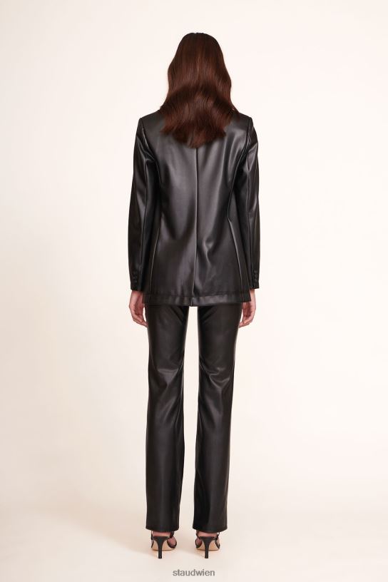 Frauen verrückter Blazer schwarzes veganes Leder 466Z623 STAUD Kleidung