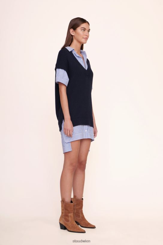 Frauen Bridget-Kleid marineblauer weißer Streifen 466Z273 STAUD Kleidung
