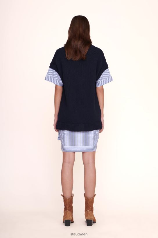 Frauen Bridget-Kleid marineblauer weißer Streifen 466Z273 STAUD Kleidung