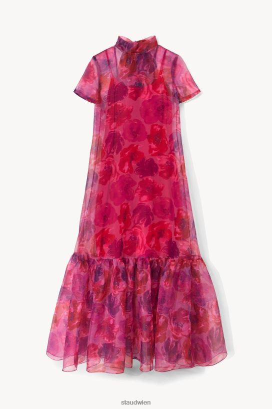 Frauen Calluna-Kleid Magenta gemaltes Blumenmuster 466Z81 STAUD Kleidung