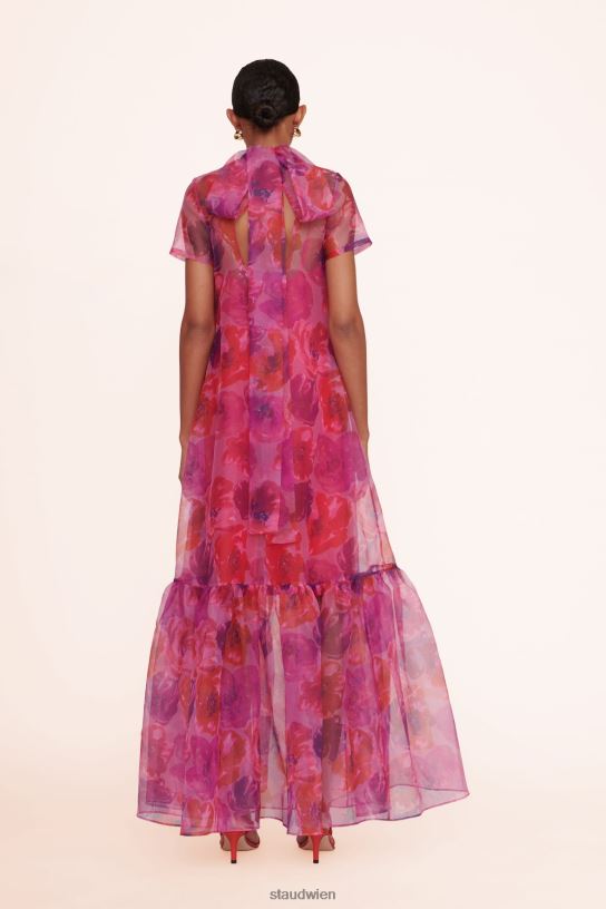 Frauen Calluna-Kleid Magenta gemaltes Blumenmuster 466Z81 STAUD Kleidung