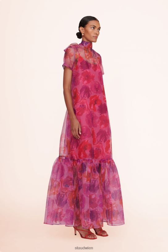 Frauen Calluna-Kleid Magenta gemaltes Blumenmuster 466Z81 STAUD Kleidung