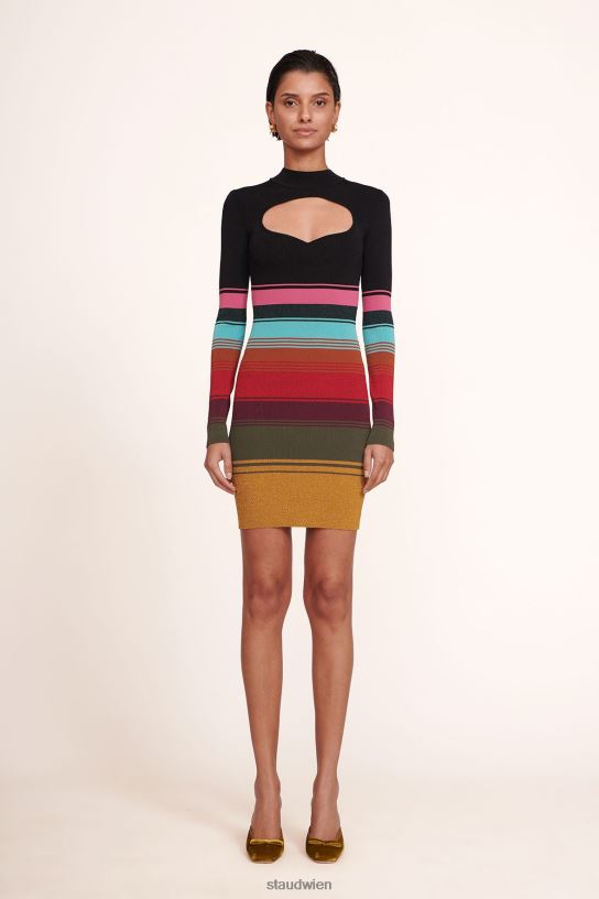 Frauen Clara-Kleid Mosaikstreifen 466Z284 STAUD Kleidung