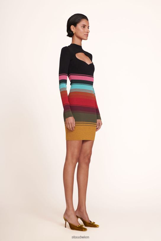 Frauen Clara-Kleid Mosaikstreifen 466Z284 STAUD Kleidung