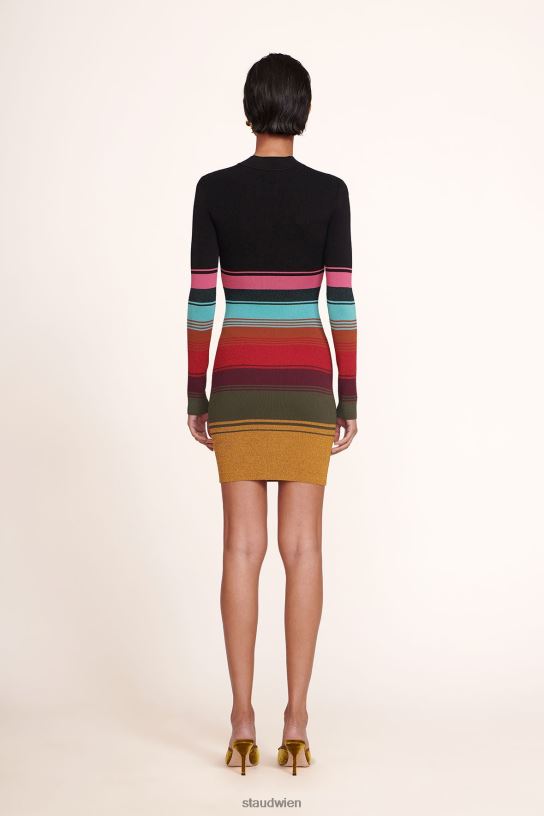 Frauen Clara-Kleid Mosaikstreifen 466Z284 STAUD Kleidung