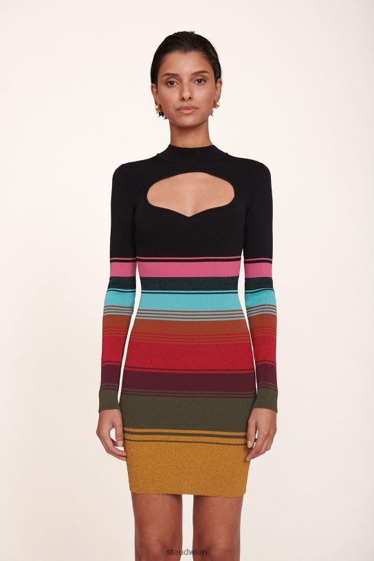 Frauen Clara-Kleid Mosaikstreifen 466Z284 STAUD Kleidung